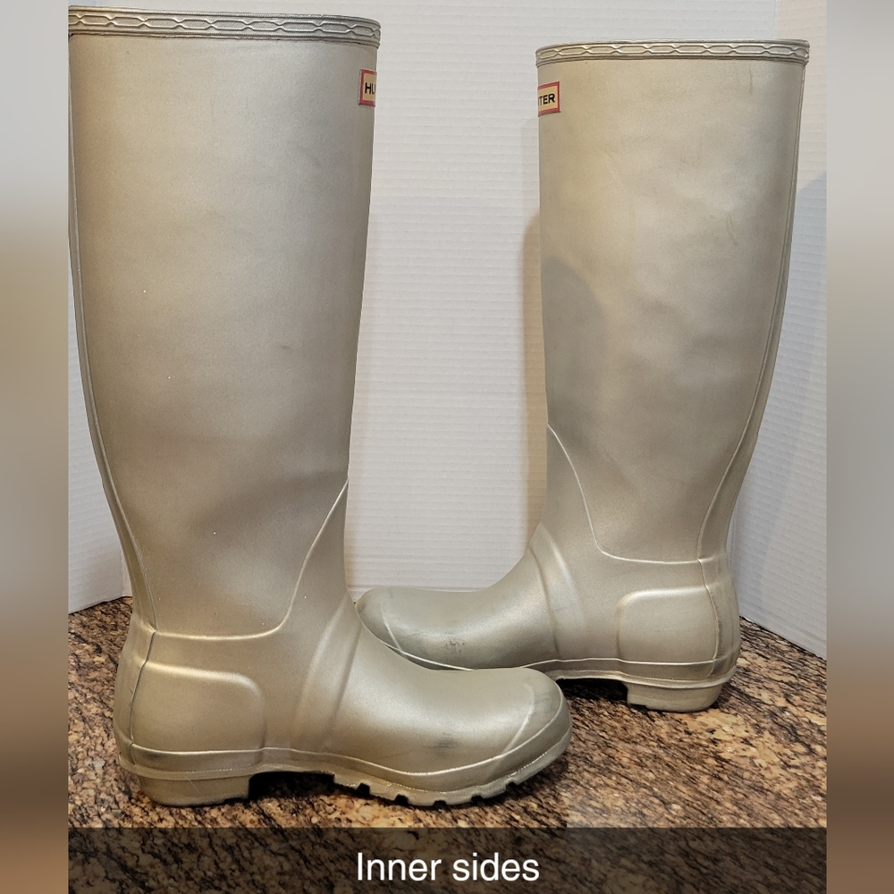 Hunter Metallic Silver Wellington Tall Rain Boot - Picture 8 of 16